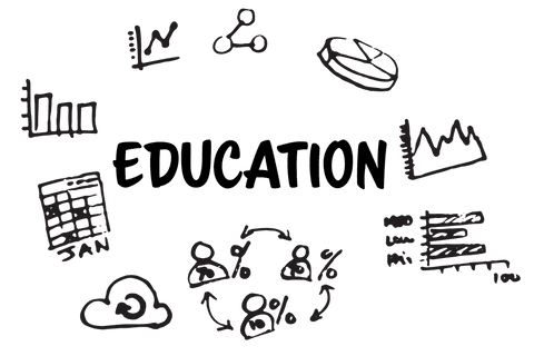 Education and Chart Icons on Transparent Background