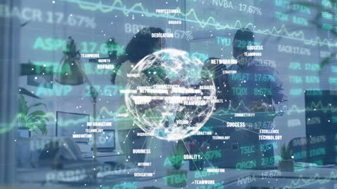 Futuristic Globe with Digital Data Overlay and Cityscape