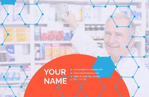 Smiling pharmacist assisting customers in a pharmacy