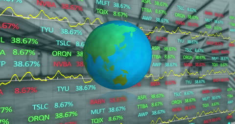 Digital Globe with Global Stock Market Data Animation