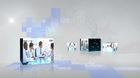 Conceptual Animation of Diverse Business Team Icons Floating Digitally