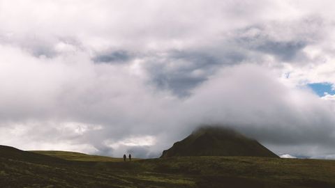 Dramatic Landscape with Mountains and Cloudy Sky