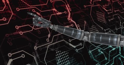 Robotic Arm Pointing to Digital Circuit Board Vision - Download Free Stock Images Pikwizard.com