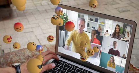 Virtual Meeting with Playful Floating Emojis Enhancing Digital Interaction
