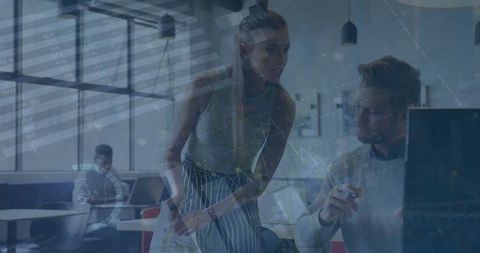 Financial Data Innovation with Business Team in Modern Workplace