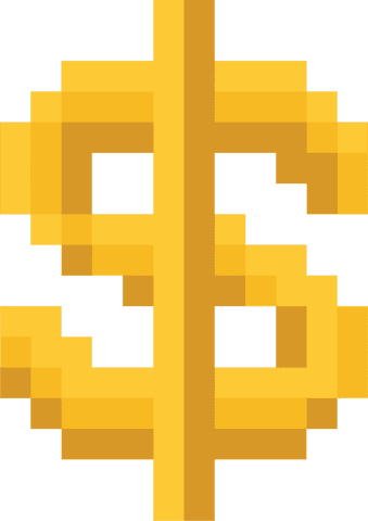 Blocky Pixel Art Gold Dollar Symbol on Transparent Background - Download Free Stock Videos Pikwizard.com
