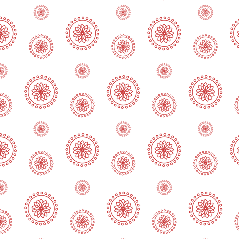 Pattern of red rosettes on transparent background