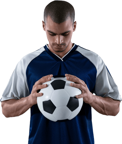 Athlete Focused on Football Transparent Background