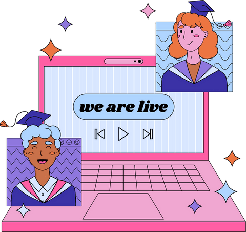 virtual graduation celebration with charming flat ui on laptop - Download Free Stock Videos Pikwizard.com
