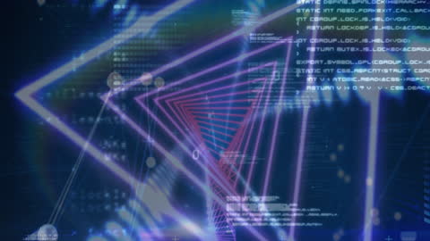 Data Processing Code and Neon Geometric Patterns