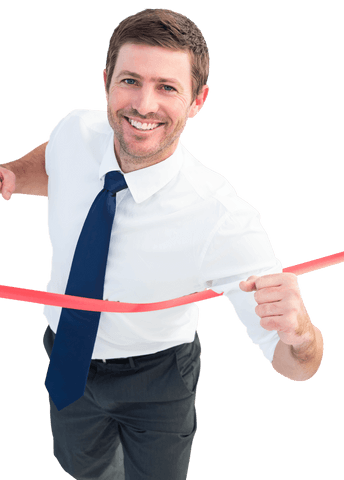 transparent businessman triumphantly crossing finish line pose - Download Free Stock Videos Pikwizard.com