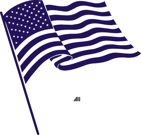 Flat waving us flag with transparent background