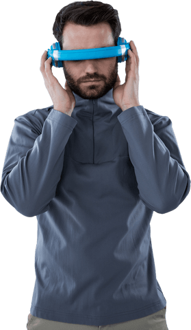 man with transparent virtual reality headset demonstrating tech experience - Download Free Stock Videos Pikwizard.com