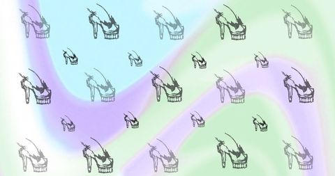 Abstract pastel swirl with retro high heeled shoes