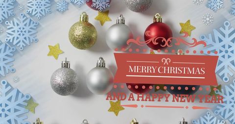 Festive Holiday Greeting with Classic Christmas Ornaments