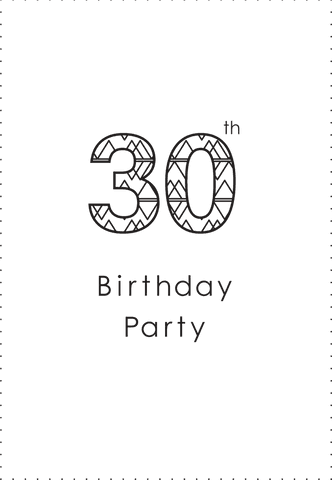 Transparent birthday invitation with decorative 30 pattern