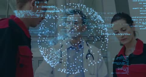 Innovative Doctor Analyzing Digital Health Data Sphere with Futuristic Technology