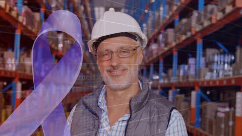 Warehouse Manager Overlaid with Data Illustration