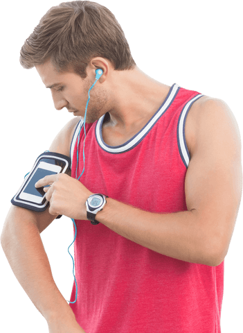 caucasian man fitness exercise with smartphone on transparent background - Download Free Stock Videos Pikwizard.com