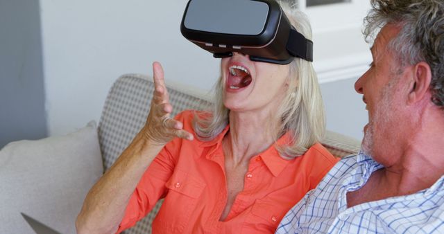 Elderly Couple Enjoying Virtual Reality Experience with VR Headset - Download Free Stock Images Pikwizard.com