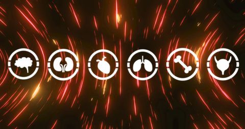 Illustration of Glowing Fruit Symbols Against Dynamic Light Streaks - Download Free Stock Images Pikwizard.com