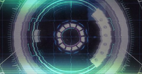 Futuristic Neon Scanner Interface with Glitch Effects