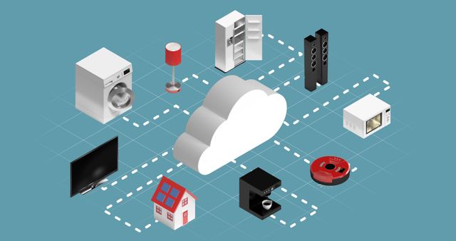 Smart Home Devices Connected to Cloud Network in Isometric Illustration - Download Free Stock Images Pikwizard.com