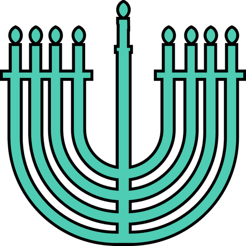 transparent vector hanukkah menorah with nine teal candles - Download Free Stock Videos Pikwizard.com
