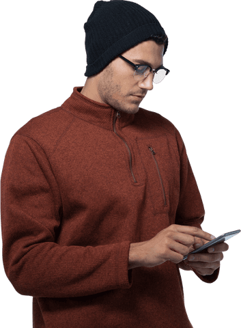 young man wearing beanie using phone transparent background - Download Free Stock Videos Pikwizard.com