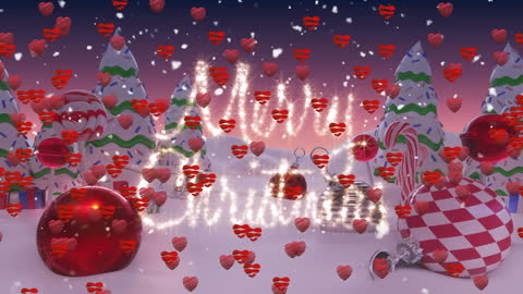 Festive Christmas Wonderland with Heart Accents Animation