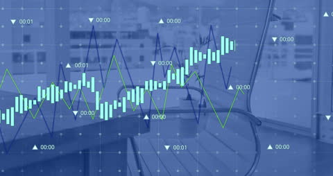 Digital Stock Data Visualization Over Empty Office Setting