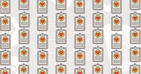 Repetitive heart icon patterns suggest healthcare theme