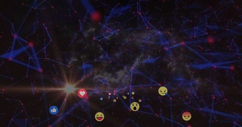 Abstract Digital Network with Emoticon Reactions Conveying Global Connectivity - Download Free Stock Images Pikwizard.com