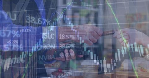 Digital transaction and stock market analytics concept