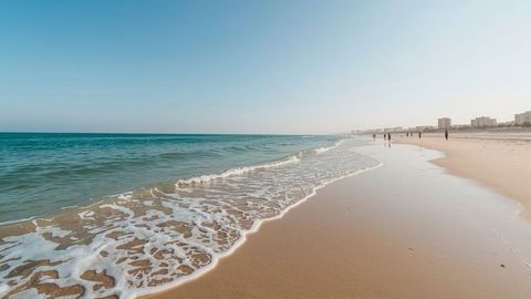 Tranquil Seaside Scenery with Gentle Waves and Sandy Shoreline