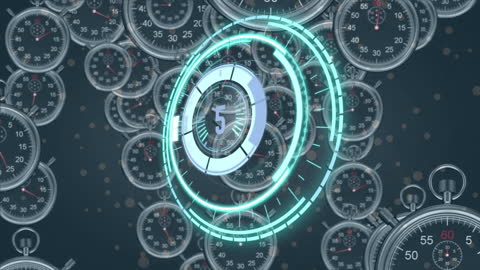 Network of Digital Clocks Illustrating Data Speed Concept