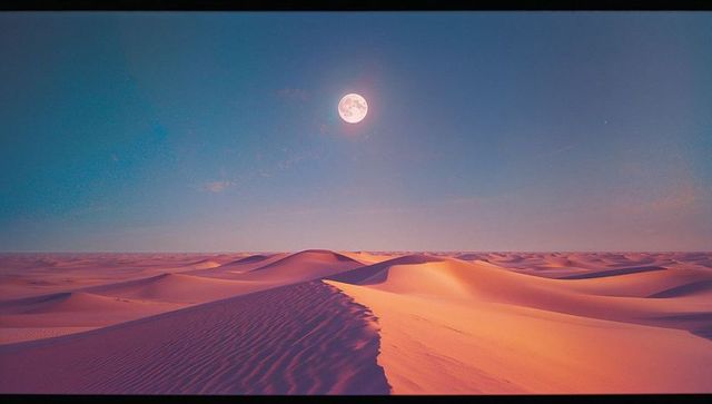 Tranquil Moonlit Desert with Twilight Hues