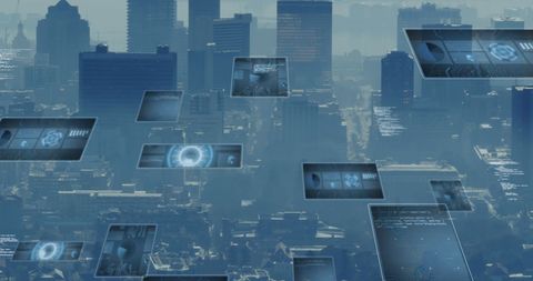 Global Data Processing Concept with Futuristic Cityscape - Download Free Stock Images Pikwizard.com