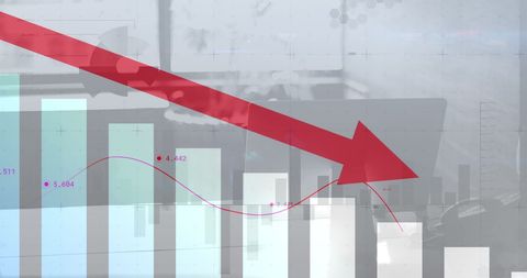 Business Financial Decline Representation with Arrow Overlapping Graphs - Download Free Stock Images Pikwizard.com
