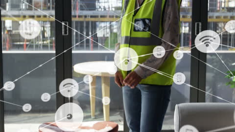 Caucasian Businesswoman Analyzing Digital Network Connections