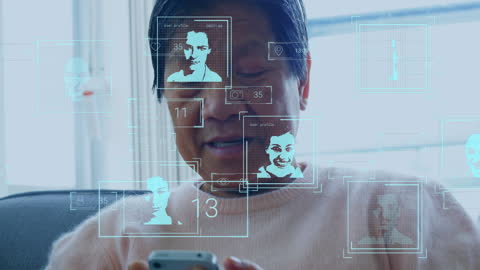 Businessman Interacting with Digital Interface on Smartphone