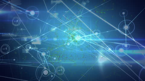 Abstract Digital Network Data Visualization with Blue Overlay