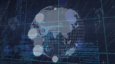 Global Digital Data Network with Futuristic Overlay