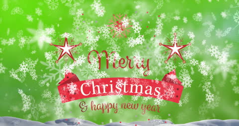 Festive Christmas Greeting Card with Falling Snowflakes Animation