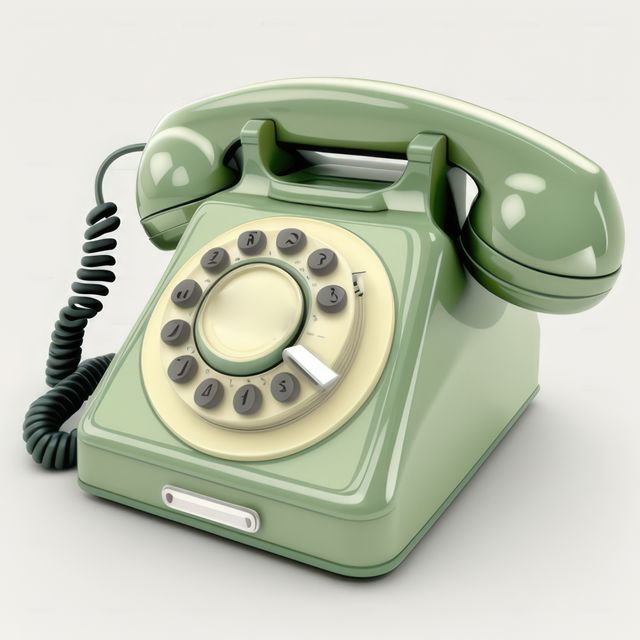 Retro Green Rotary Dial Telephone with Curled Cord - Download Free Stock Images Pikwizard.com