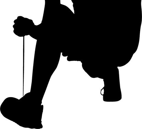 Silhouette of person tying shoelaces on transparent background vector