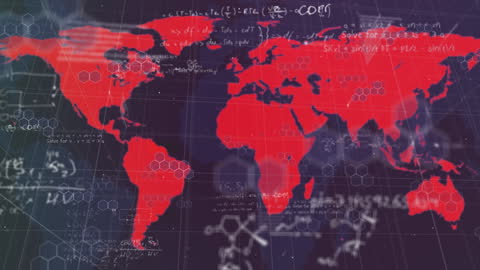 Global Scientific Data Overlay on World Map Animation