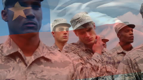 Chilean Flag Overlays Diverse Military Personnel in Unity