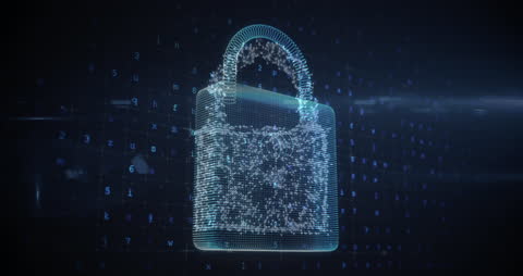 Futuristic Padlock Hologram Representing Digital Security Technology