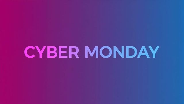 Cyber Monday Gradient Banner Bold Sans Serif Typography Minimalist Vibrant Sale Promotion